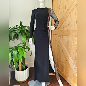 BCBGMaxAzria Size XXS‎ Elegant Black Evening Dress With Embellished Mesh Detail